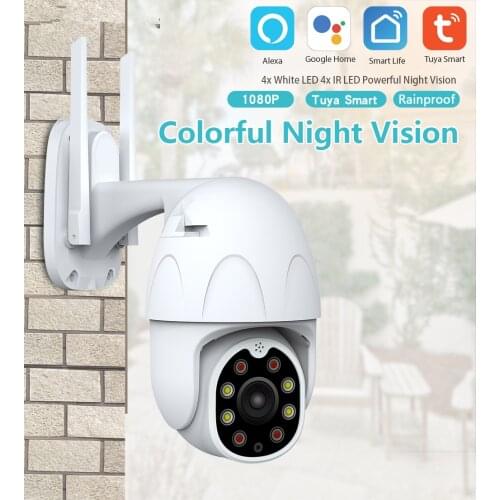 Tuya smart life HD 1080P waterproof outdoor IP camera automatic tracking security camera 4 digital zoom speed wireless IP camera