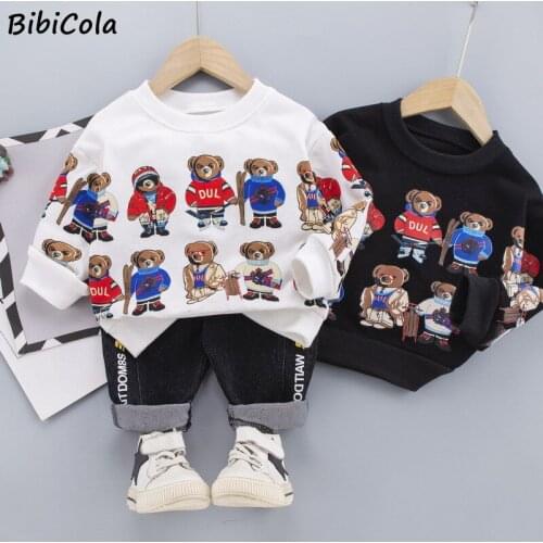Baby Cotton Clothing Sets Kids Boys Girls Spring Autumn Cartoon Anime Print Tracksuit Sweater Tops+Pants 2PCS Sets Clothes