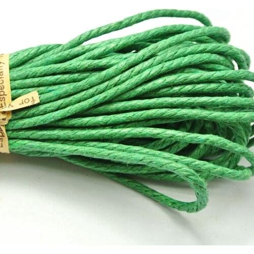 60 Meters Green Twisted Waxed Cotton Cord String Thread Line 2mm