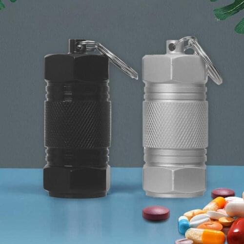 Medicine Organizer Bottle Large Capacity Multifunctional Hexagonal Pill Keychain Portable Cartridge Storage Tank Survival Tool