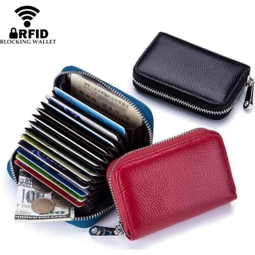 Fashion Anti RFID Protection Genuine Leather Card Holder Women ID Card Case Blocking Wallet For Credit Cards Protector For Men