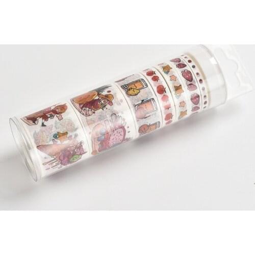 7Rolls/lot Personality Pattern Hand Account Masking Paper Tape Set DIY Scrapbooking Gift Packaging Decoration Stickers