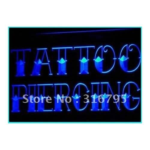 I296 NEW Tattoo & Piercing Shop Logo LED Neon Light Light Signs On/Off Switch 20+ Colors 5 Sizes