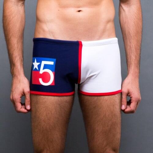 New Mens Number 5 Printing Swimming Suit Summer Holiday Swimming Boxers Beach Hot Spring Swimming Trunks