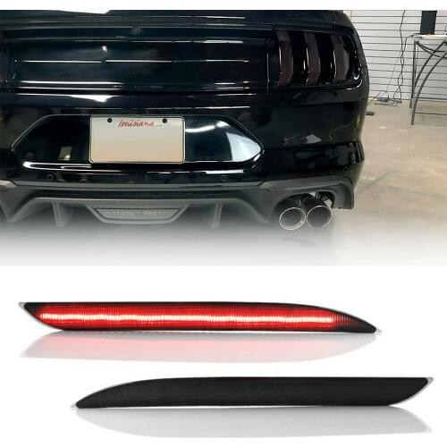 2pcs Smoked LED Rear Tail Bumper Reflector Brake Light Lamp For Ford Mustang 2015 2016 2017 Car Accessory