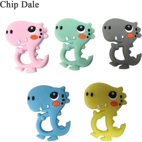 Chip Dale 1PC Dinosaur Shape Baby Silicone Teether BPA Free Animal Baby Teething Toys Chewable Nursing Gift 5 Colors
