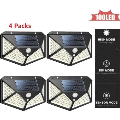 100LED Solar Lamp Garden Motion Sensor Light Solar Panel Power Lights Outdoor Waterproof Separate Street Path Security Wall Lamp