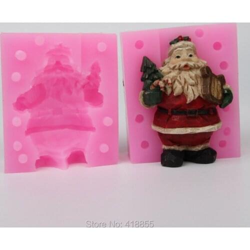PRZY New Year 3D Christmas Molds Silicone Christmas Music Santa Claus Shape Soap Mold Gypsum DIY New Years Moulds Eco-friendly