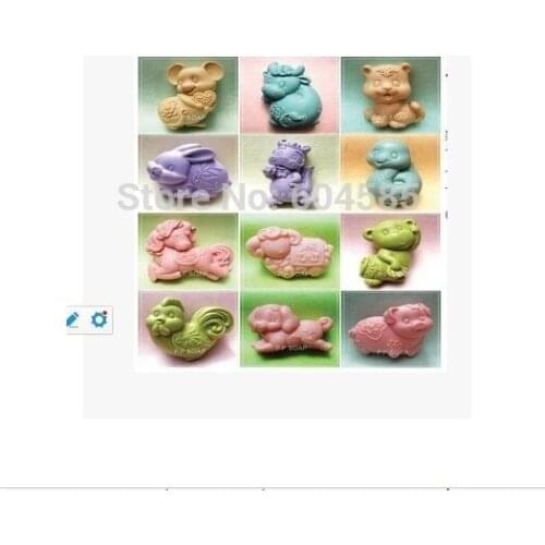 New 12 Anmails Craft Art Silicone Soap mold Craft Molds Handmade soap molds