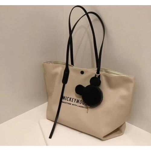 Disney mickey mouse shoulder bag coin bag new handbag pu shoulder bag female large capacity tote bag