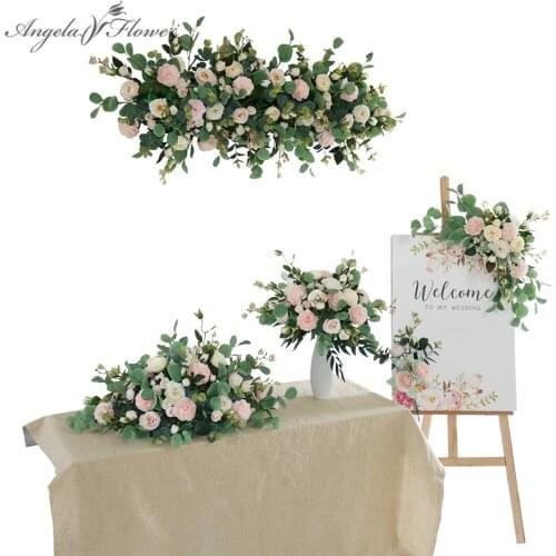 Wedding Flower Arrangement Table Centerpieces Bridal bouquet Welcome Area Decor Artificial Flower Row Stage Chair Back Flowers