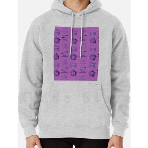 Supernatural " The Essentials " Pink And Purple hoodie long sleeve Supernatural Sam Dean Castiel Crowley Impala