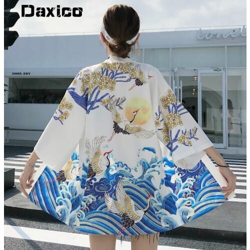 Women Crane Street Ins Shirt Fashion Sun-Proof Clothing Harajuku Japanese Kimono Cardigan Men Yukata Asian Samurai Costume