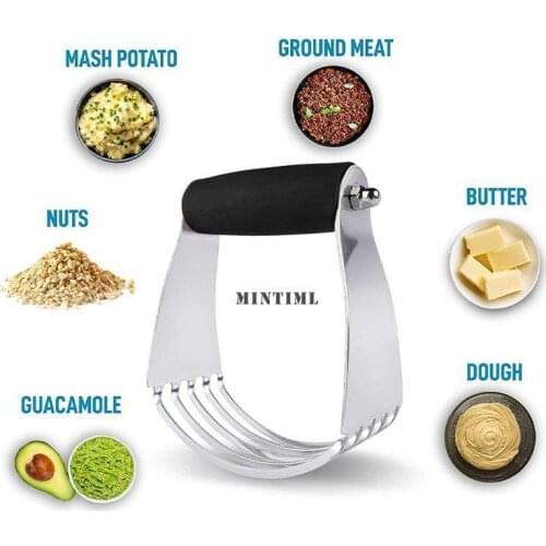 1 PCS Mintiml Dough Mixer Professional Pastry Cutter with Heavy Duty Stainless Steel Blades Pastry Blender Cutter Dough Blender