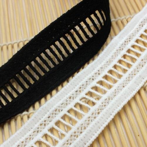 14 yards 3 cm White Black Mesh Lace Trim Applique Polyester Cotton for Garments Dress Trimmings Home Textiles Sewing Lace Fabric