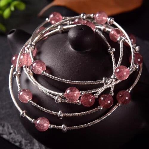 2018 Kehribar Women Bracelet Pure Handmade Product Fashion S925 Diy Strawberry Crystal Hand String Of New Bracelet