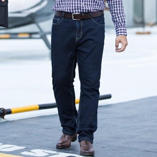 2021 Autumn winter models plus size jeans male 52 yards middle-aged loose large size stretch oversized casual pants 50 size