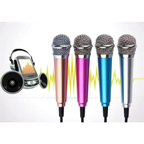 4 Color Mic KTV Karaoke Mini Microphone For Cell Phone Portable 3.5mm Stereo Studio Laptop PC Desktop 5.5cm*1.8cm Small Size
