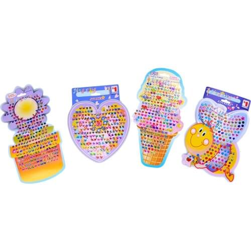 4pcs/set Multi-color Party Jewellry Beautiful Kid Girl Crystal Stick Earring Sticker Toy Body Bag