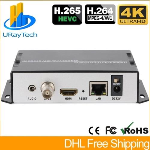 4K H.265 H.264 Video Streaming Transcoder IP Camera Decoder HDMI + CVBS Output for Decoding RTSP RTMP HLS M3U8 SRT UDP RTP etc