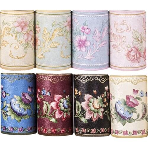 5M Relief PVC Self-Adhesive Wall Sticker Wallpaper Baseboard Wall Bedroom Stickers Waist Line allpaper Border Floral Wall Paper
