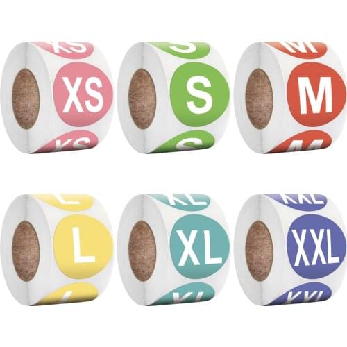 500Pcs/Roll Clothing Size Stickers Seal Woven Tags For Shoes Garment Hat T Shirt Dress Cloth Fabric Label Tag XS S M L XL XXL