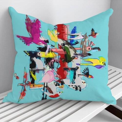 Abstract Birds Throw Pillows Cushion Cover On Sofa Home Decor 45*45cm 40*40cm Gift Pillowcase Cojines Dropshipping