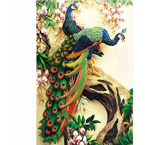 5D DIY Diamond painting Animal Peacocks Lovers Full Square Diamond embroidery Cross stitch kit round Diamond mosaic decor YG2032