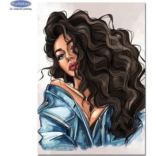 Diamond Painting Cross Stitch Fashion african woman Diamond Embroidery 5D DIY Mosaic Full Drill Square Rhinestone Decoration