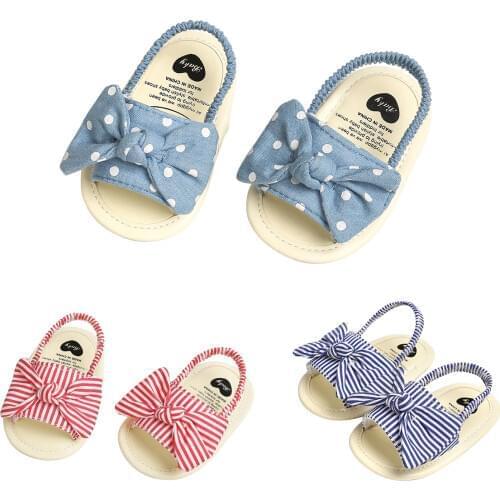 Newborn Baby Girls Princess Bow Shoes Toddler Summer Sandals Cotton Non-slip Shoes 0-18M