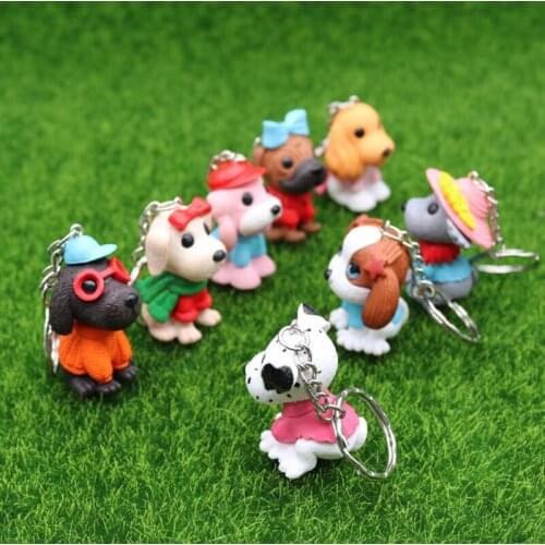 Dog key chain creative cartoon car pendant cute dog key ring small gift pvc accessories craft