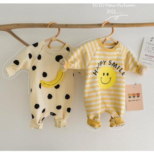 Kids Boys And Girls Clothes Autumn Winter Spring Baby Romper Baby Striped Cartoon Print Thicken Long Sleeve Toddler Jumpsuit