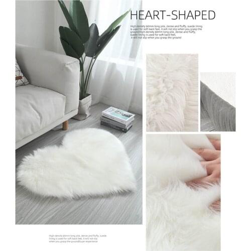 Long Hairy Rug Blue White Pink Shaggy Carpet Love Heart Shape Fur Rugs Artificial Wool Sheepskin Baby Room Bedroom Soft