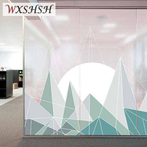 Custom Size Electrostatic Glass Film Geometry Pattern Office Partition Decoration PVC Privacy Protection Frosted Window Sticker