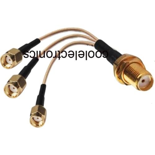 SMA Female Jack to 3 RP-SMA Male Connector RF Pigtail Y RG316 Extension Cable 10/15/20/30/50cm /1m