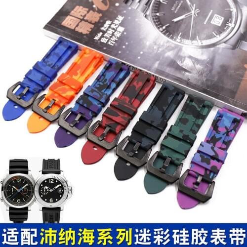 Camouflage Silicone Strap Rubber Strap Male Suitable For Penahai PARNIS Watch Accessories 24mm