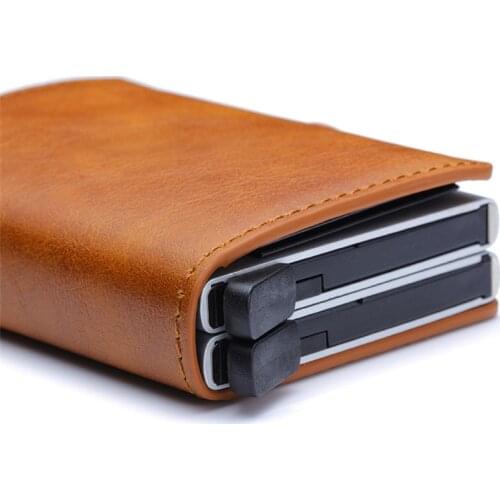 BISI GORO RFID Blocking Casual Credit Card Holder Wallet Unisex Double Box Metal Aluminium Wallet ID Card Case For Drop-shipping