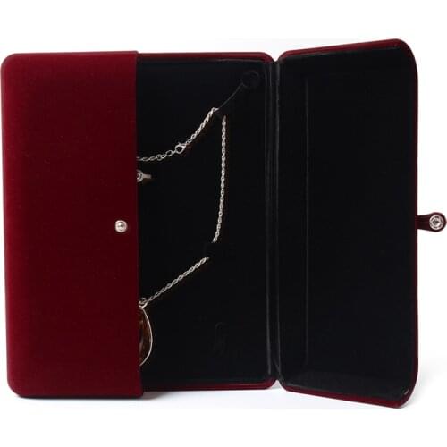 Red Big Velet Secret Button Set Box For Jewelry Ring Earring Necklace Packaging Gift Case For Women Jewellery Storage Display