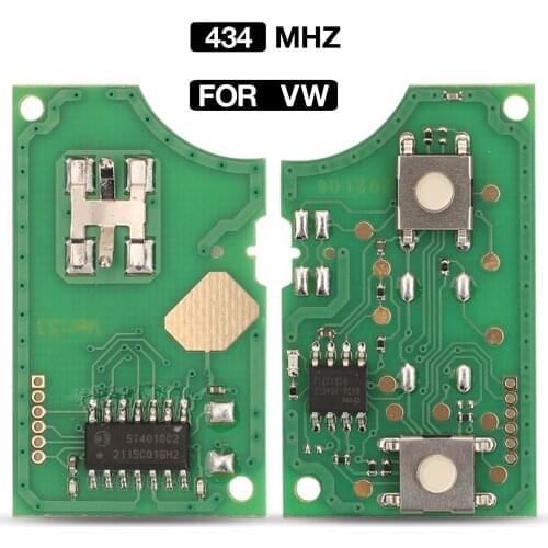 Kutery 434 MHZ FCCID 1J0959753N 2 Buttons Remote Car Key Circuit Board Fob For VW Volkswagen Beetle Bora Polo Golf Passat