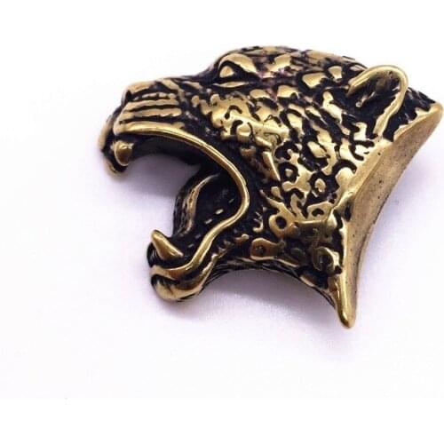Brass Knife Beads Roar Leopard Manual Leather Goods Accessories Pure Brass Leopard Head Decorative Buckle EDC Multi Tools