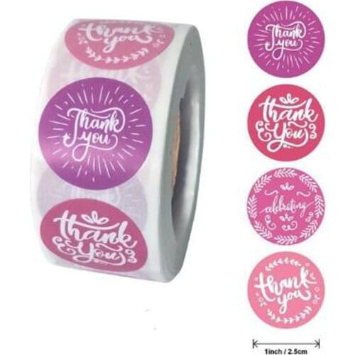 50-500pcs Pink labels sticker Round thank you for your order sticker Thanks for Shopping Small Shop Local Handmade sticker Blue