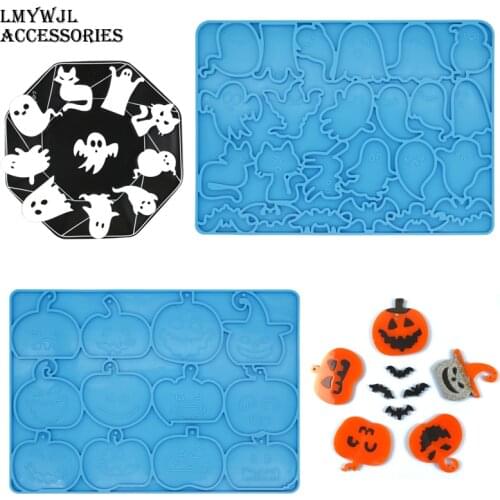 2021 New Halloween Jewelry Pendant Keychain Epoxy Resin Mold DIY Mobile Phone Back Sticker Silicon Molds for Resin Art