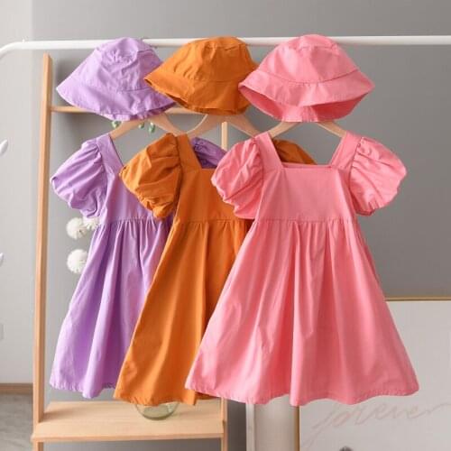 New Summer Dresses for Girls Solid Girls Dresses 2021 Fashion Kids Dress Teenage Costumes for Girls 6 8 10 12 14 Years 2021