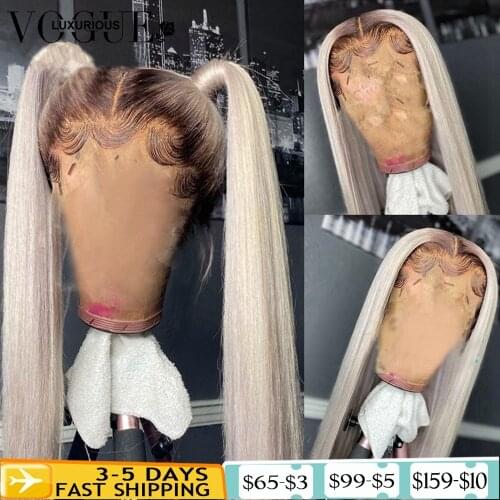 Preplucked Glueless Green Ombre Lace Front Wig With Baby Hair Glueless Brazilian Remy Platinum Blonde Human Hair Wigs For Women