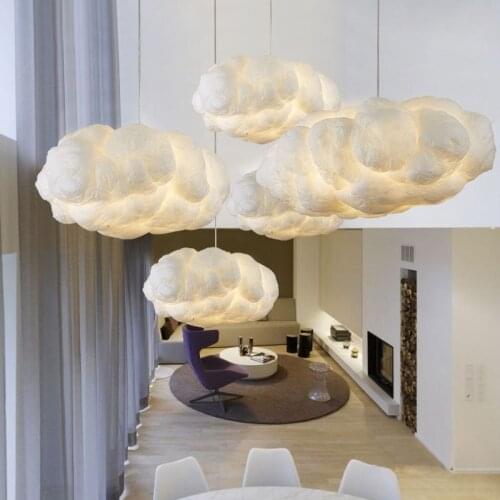 Modern Nordic Style Pendant Light Bed Living Room Study Supermarket Restaurant Hall Shop Hotel Lighting Cotton Cloud Lamp Decor