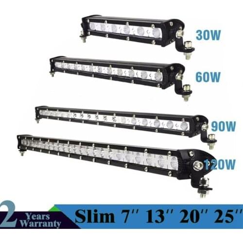 Slim 30W 60W 90W 120W Led Light Bar Work Lights 12v Spot Flood Combo Beam for Truck Tractor ATV SUV 4X4 4WD Offroad Driving Lamp