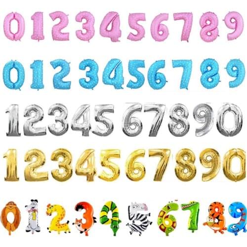 16 32 inch Number Balloons Foil Balloon Gold Silver Digital Globos Wedding Birthday Party Decoration Baby Shower Supplies Ball