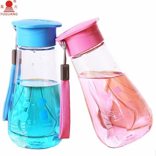 High Quality blue pink bulb shape Food grade Plastic Mini Water Bottle Drinkware protein shaker Camping Hiking Bottle 300ml