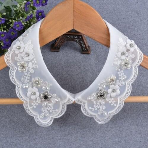 2021 Women Fashion Imitation Pearl Fake Collar Detachable Dual Mesh Lapel Necklace