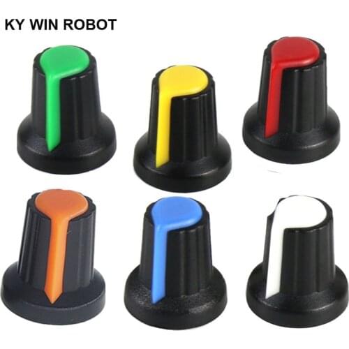 10PCS/lot WH148 potentiometer knob cap(copper core) 15X17mm 6mm Shaft Hole AG2 Yellow Orange Blue White Red 5value